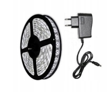 ХОЛОДНО-БЕЛАЯ ВОДОНЕПРОНИЦАЕМАЯ СВЕТОДИОДНАЯ ЛЕНТА 5м + БЛОК ПИТАНИЯ