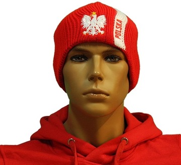 POLSKA GRUBA CZAPKA ZIMOWA DLA KIBICA POLSKI HAFT