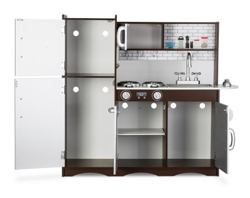 ДЕРЕВЯННАЯ КУХНЯ ДЛЯ ДЕТЕЙ БОЛЬШАЯ ПЛИТА В РЕТРО СВЕТОДИОДНАЯ СВЕТ + ДОСКА