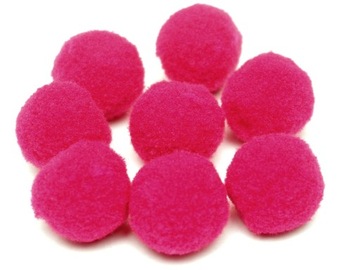POMPONY puszyste 2,5 cm 10 sztuk fuksja