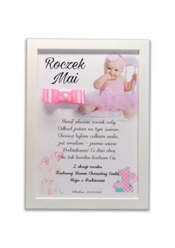 Podziękowanie Pamiątka na roczek urodziny ramka