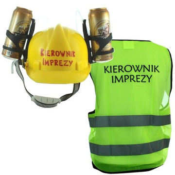 KASK i KAMIZELKA kpl prezent URODZINY kawalerskie faceta pana młodego WZORY