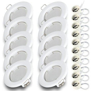 10x Oprawa wpuszczana halogenowa + żar LED GU10 7W