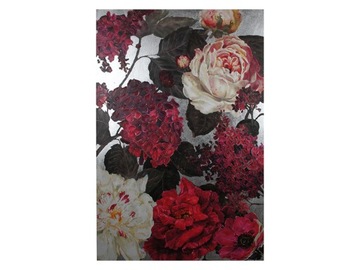 Duży OBRAZ KWIATY srebro 90x120x5 cm KWH7966