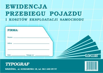 Ewidencja przebiegu pojazdu i koszt 48012 TYPOGRAF