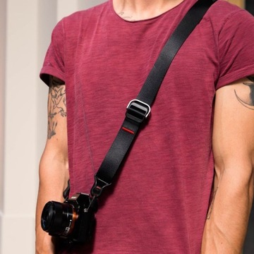 Ремешок на шею или плечо SLIDE LITE BLACK v3, черный, для легких фотоаппаратов