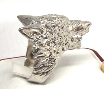 Srebrny sygnet głowa wilka,srebro pr. 0,925