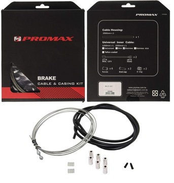 Promax ZESTAW linek i pancerzy HAMULCA PRZÓD+TYŁ