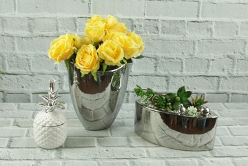 Керамическая ваза серебряный кубок плоская чашка H15