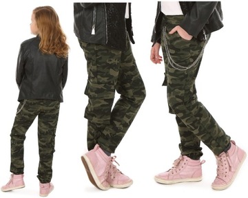 Spodnie dziewczęce BOJÓWKI ŁAŃCUCHY r.134 Prod.PL