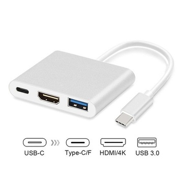 Адаптер 3в1 HUB USB-C HDMI к MacBook