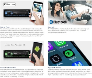 ALPINE UTE-204DAB BT + MIC + DAB + FLAC + USB + МНОГОЦВЕТНЫЙ