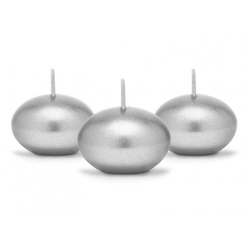 ŚWIECA PŁYWAJĄCA METALICZNA SREBRNA ŚWIECZKA 4CM