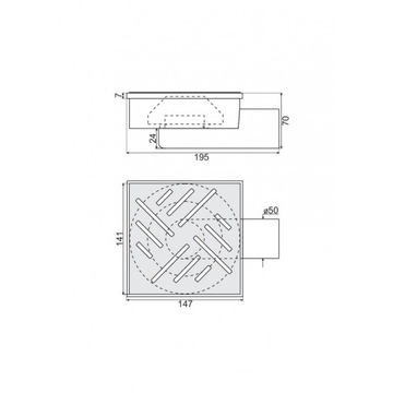 ДРЕНАЖ МАРКИ FI 50 15x15 БОКОВОЙ МЕТАЛЛ.