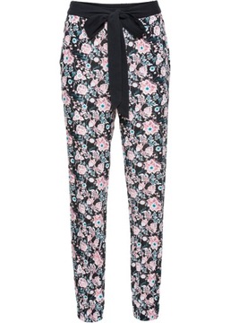 S8940 SPODNIE WZORZYSTE W KWIATY JOGGER R.42