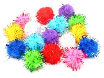 POMPONY puszyste JEŻYKI 2 cm 25 sztuk MIX kolor