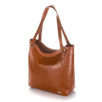 Kožená dámska kabelka na rameno A4 Koňaková Shopper Bag PAOLO PERUZZI