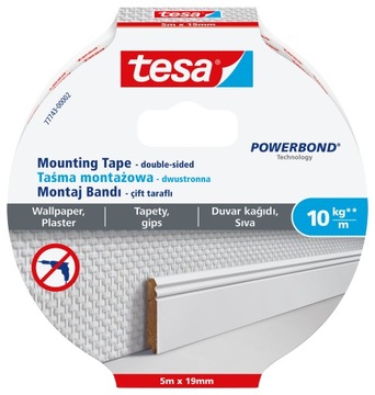 Dwustronna taśma montażowa tesa do tapety 5m x19mm