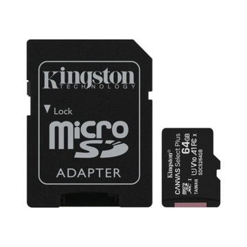 Карта памяти KINGSTON 64 ГБ MicroSD CL10 + адаптер