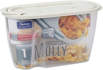 POJEMNIK NA ARTYKUŁY SYPKIE MOLLY 1 L KREMOWY
