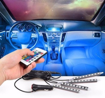 OŚWIETLENIE WNĘTRZA AUTA SAMOCHODU 48 LED RGB 12V