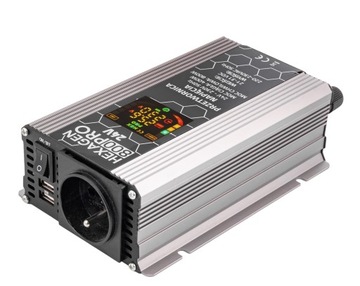 АВТОМОБИЛЬНЫЙ ПРЕОБРАЗОВАТЕЛЬ 24 В 230 В HEXAGEN 800 Вт ЖК-дисплей