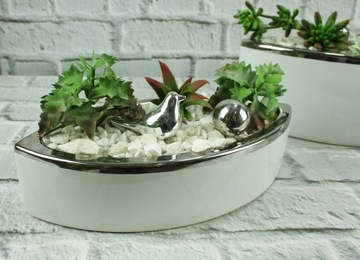 Серебряный керамический декоративный шар, 6 см.