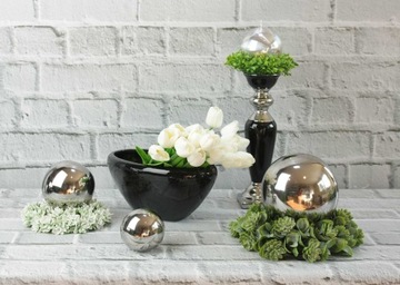 Серебряный керамический декоративный шар, 6 см.