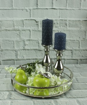 Керамический подсвечник серебряный квадратный большой H38