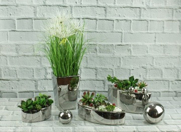 Серебряная гламурная керамическая крышка для цветочного горшка H15