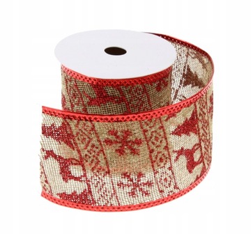 Джутовая декоративная лента 2,7 м 6,3 см УЗОРЫ