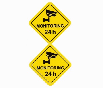 MONITORING 24H NAKLEJKA INFORMACYJNA ŻÓŁTA KAMERY