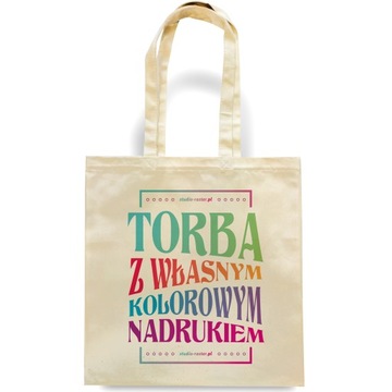 GRUBA torba bawełniana z kolorowym nadrukiem 10szt