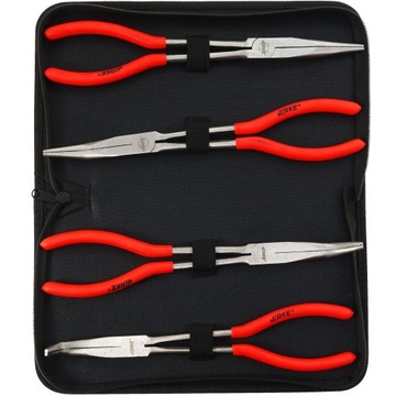 НАБОР 4 ПРЯМЫХ КОМБИНИРОВАННЫХ ПЛОСКОГУБЦИЙ ДЛИННЫХ ИЗОГНУТЫХ