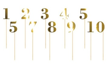 NUMERY NA STÓŁ DEKOR ŚLUB KOMUNIA ZŁOTY 10SZT