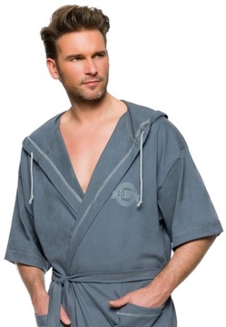 МУЖСКОЙ ХЛОПКОВЫЙ ХАЛАТ С КАПЮШОНОМ. РУКАВ М
