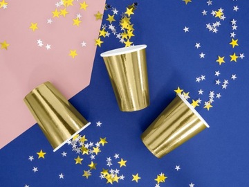 Kubeczki złote 220ml 6szt Party Urodziny