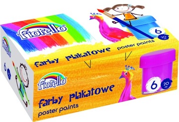 FARBKI FARBY PLAKATOWE FIORELLO 20ml x 6 kolorów