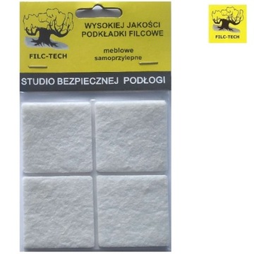 PODKŁADKI FILCOWE POD MEBLE 45x45mm BIAŁE FILC