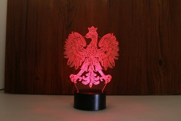 LAMPKA NOCNA 3D LED ORZEŁ W KORONIE HOLOGRAM