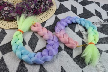 СИНТЕТИЧЕСКИЕ волосы для косичек.ЦВЕТНЫЕ косички.Наращивание волос в стиле омбре.