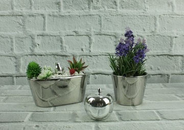 Керамическая ваза серебряный кубок плоская чашка H15