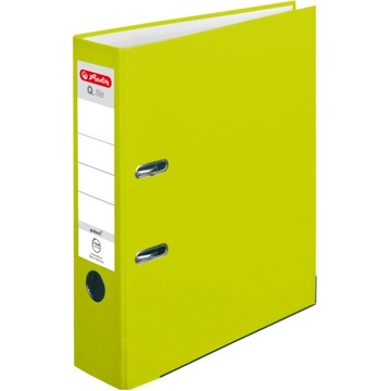 SEGREGATOR BIUROWY dźwigniowy okucie HERLITZ A4 80mm 8cm Q.file LIMONKOWY