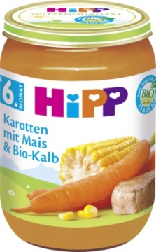 Hipp Біо Морква Кукурудза Телятина 6 м 190 г