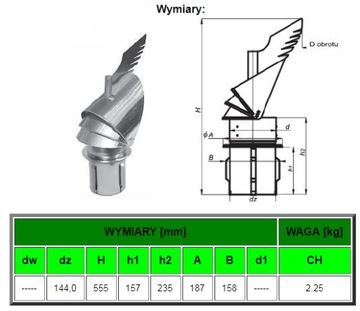 Кожух дымохода DRAGON fi150, вдвинутый и открытый