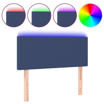 Zagłówek LED niebieski 80x78/88 cm - USB, regulowana wysokość