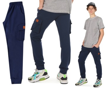 Spodnie BOJÓWKI dresowe SUPER JAKOŚĆ r.140 Granat Prod.PL