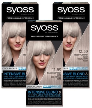 3X SYOSS FARBA DO WŁOSÓW PLATYNOWY BLOND 12.59