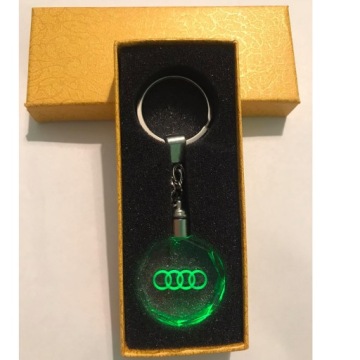 Светодиодный 3D-хрустальный светящийся брелок для ключей от автомобиля с логотипом Audi