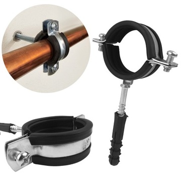 OBEJMA METALOWA STALOWA UCHWYT Z GUMĄ DO RUR 6/4'(45-49mm)